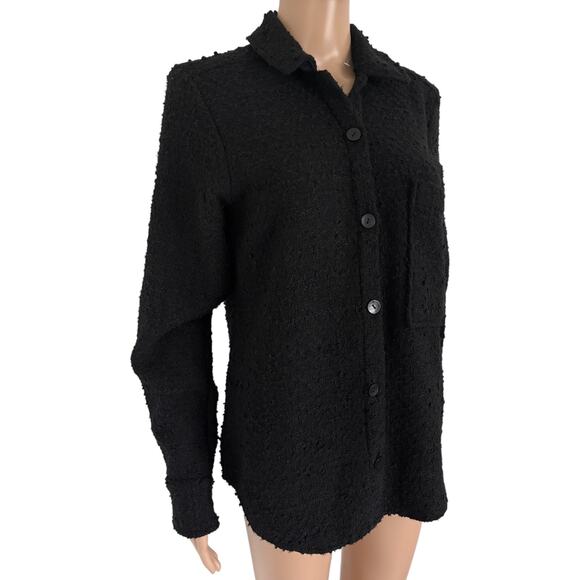 Abercrombie & Fitch Oversized Textured Button Up Shacket S Streetwear Grunge Blk - Picture 2 of 5